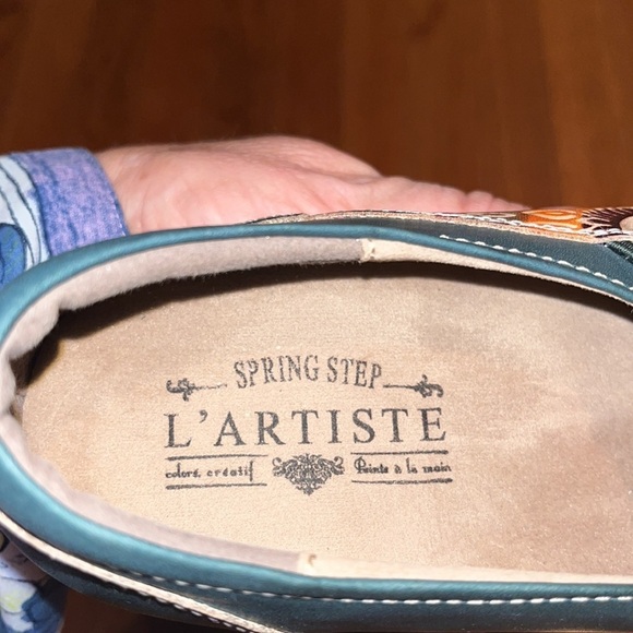 L’Artiste spring step ladies wedge navy blue leather w/ added decor size euro40 - Picture 8 of 8